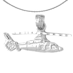 Sterling Silver Helicopter Pendant (Rhodium or Yellow Gold-plated)
