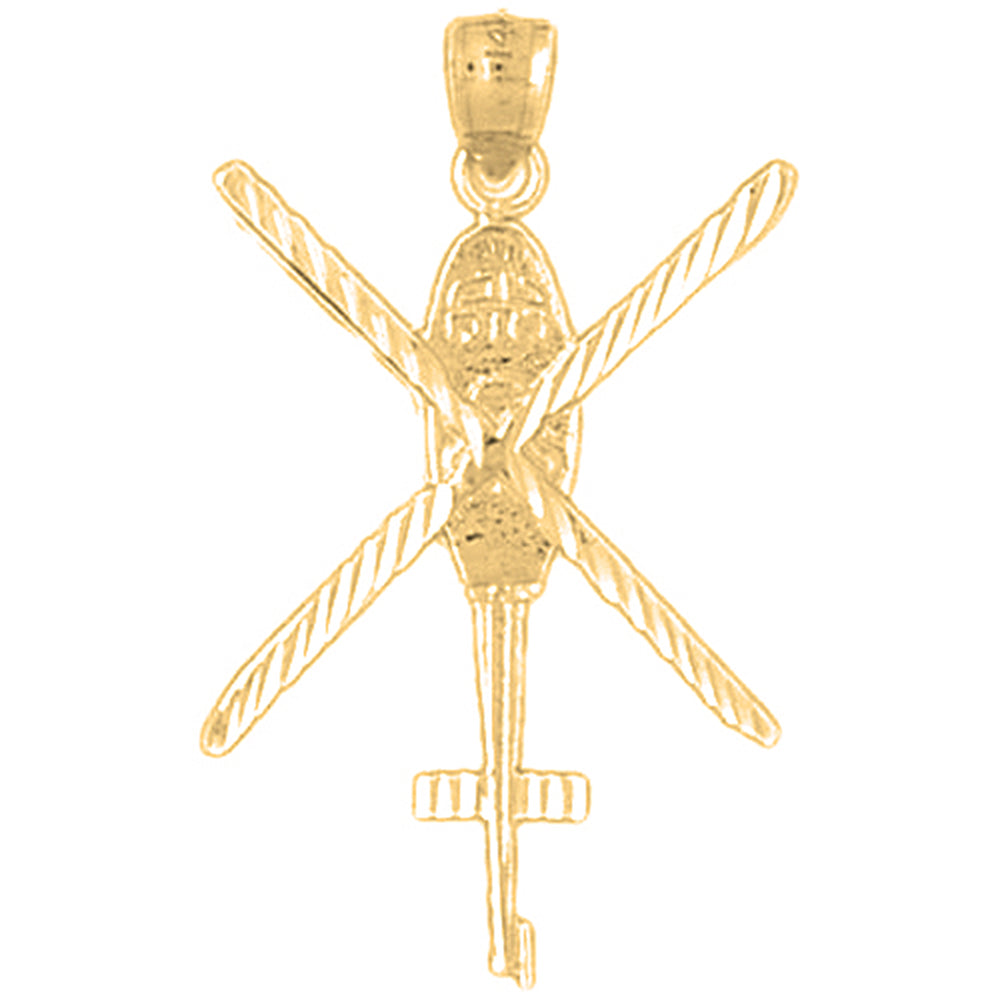 Yellow Gold-plated Silver Helicopter Pendant