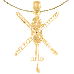 Sterling Silver Helicopter Pendant (Rhodium or Yellow Gold-plated)