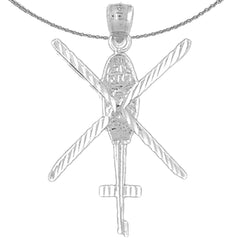 Sterling Silver Helicopter Pendant (Rhodium or Yellow Gold-plated)