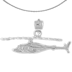 Sterling Silver Helicopter Pendant (Rhodium or Yellow Gold-plated)