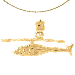 Sterling Silver Helicopter Pendant (Rhodium or Yellow Gold-plated)