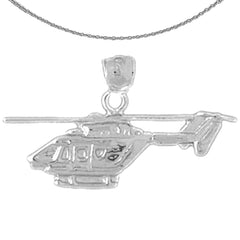 Sterling Silver Helicopter Pendant (Rhodium or Yellow Gold-plated)