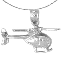 Colgante de helicóptero de plata de ley (bañado en rodio o oro amarillo)