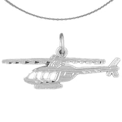 Sterling Silver Helicopter Pendant (Rhodium or Yellow Gold-plated)