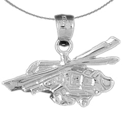 Sterling Silver Helicopter Pendant (Rhodium or Yellow Gold-plated)