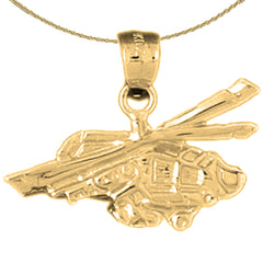 Sterling Silver Helicopter Pendant (Rhodium or Yellow Gold-plated)
