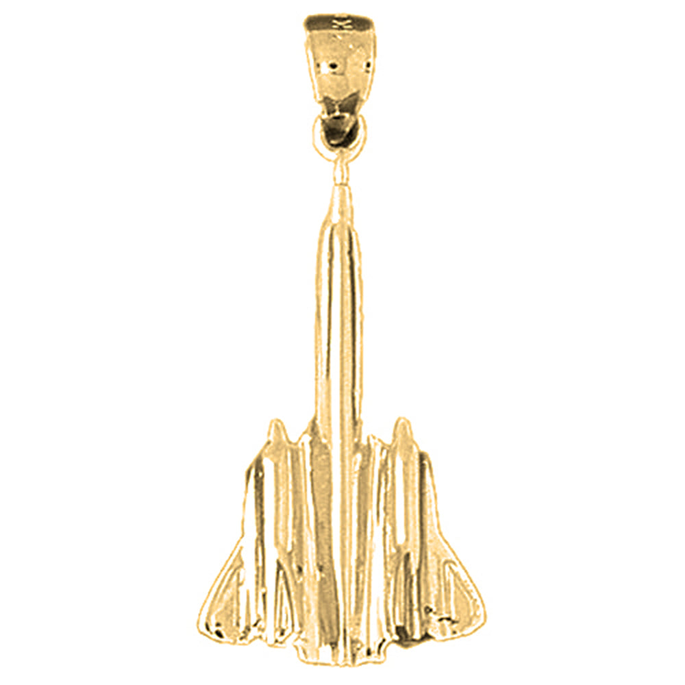 Yellow Gold-plated Silver Airplane Pendant