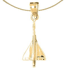 Colgante de avión de plata de ley (bañado en rodio o oro amarillo)