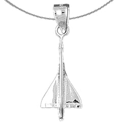Colgante de avión de plata de ley (bañado en rodio o oro amarillo)