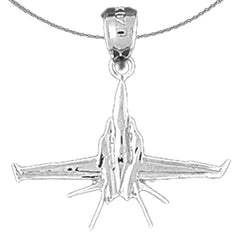 Sterling Silver Airplane Pendant (Rhodium or Yellow Gold-plated)