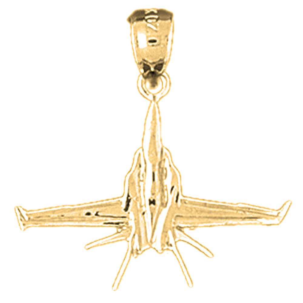 Yellow Gold-plated Silver Airplane Pendant