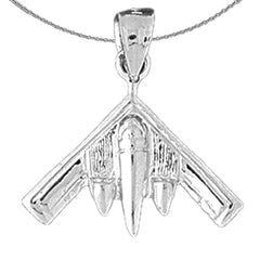 Sterling Silver Airplane Pendant (Rhodium or Yellow Gold-plated)