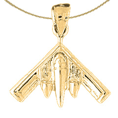 Sterling Silver Airplane Pendant (Rhodium or Yellow Gold-plated)