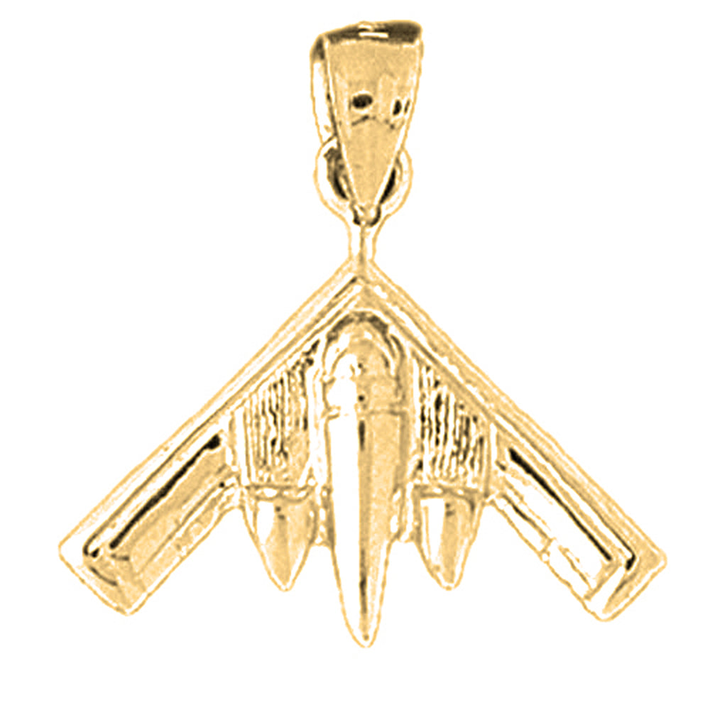 Yellow Gold-plated Silver Airplane Pendant