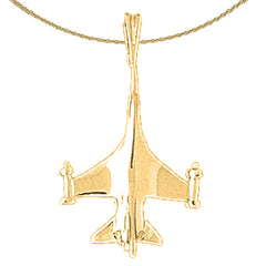 Sterling Silver Airplane Pendant (Rhodium or Yellow Gold-plated)