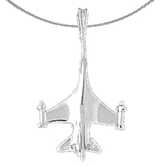 Sterling Silver Airplane Pendant (Rhodium or Yellow Gold-plated)
