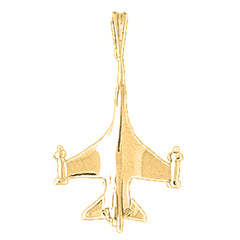 Yellow Gold-plated Silver Airplane Pendant