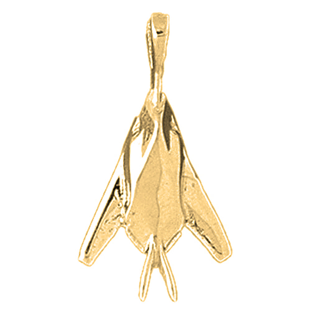 Yellow Gold-plated Silver Airplane Pendant