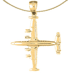 Sterling Silver Airplane Pendant (Rhodium or Yellow Gold-plated)