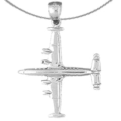 Sterling Silver Airplane Pendant (Rhodium or Yellow Gold-plated)