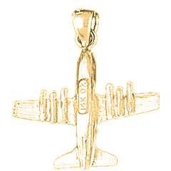 Yellow Gold-plated Silver Airplane Pendant