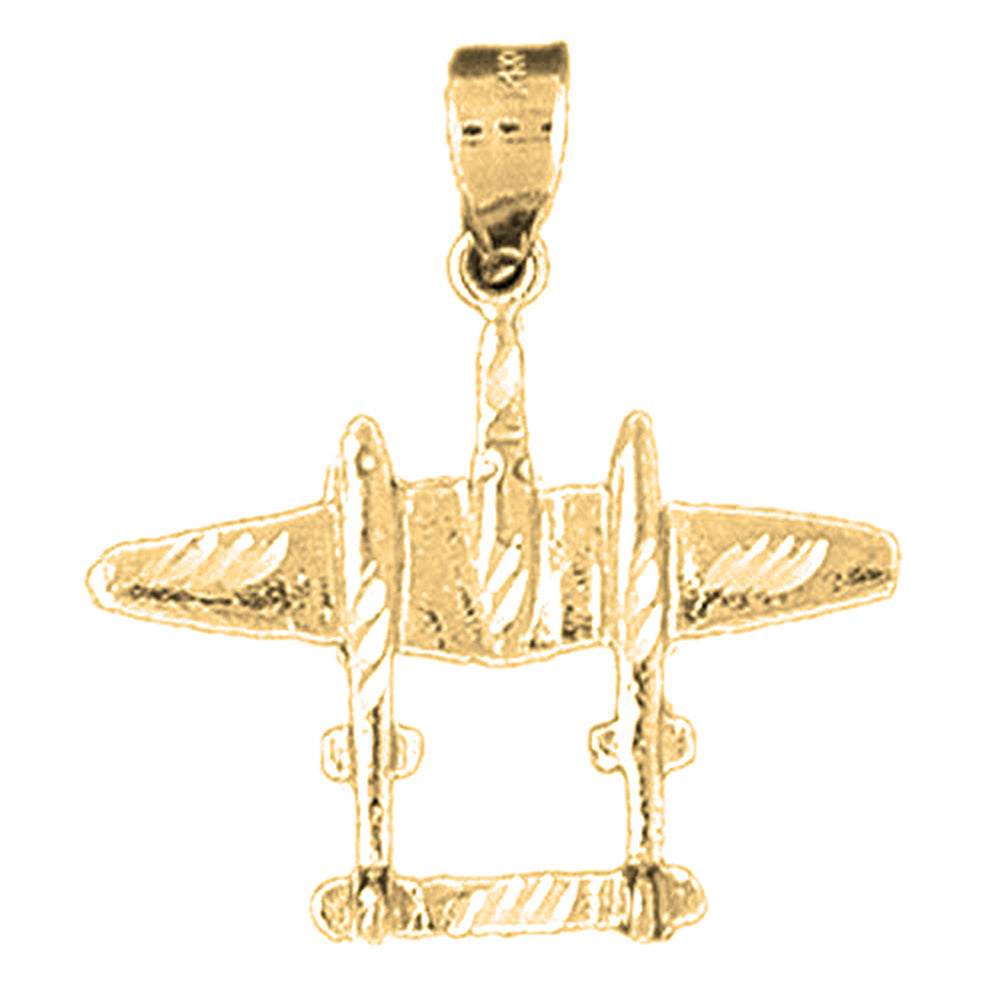 Yellow Gold-plated Silver Airplane Pendant