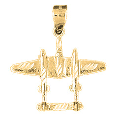 Yellow Gold-plated Silver Airplane Pendant