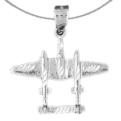 Sterling Silver Airplane Pendant (Rhodium or Yellow Gold-plated)