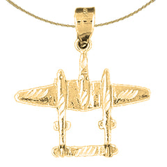 Sterling Silver Airplane Pendant (Rhodium or Yellow Gold-plated)