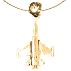 Sterling Silver 3D Airplane Pendant (Rhodium or Yellow Gold-plated)