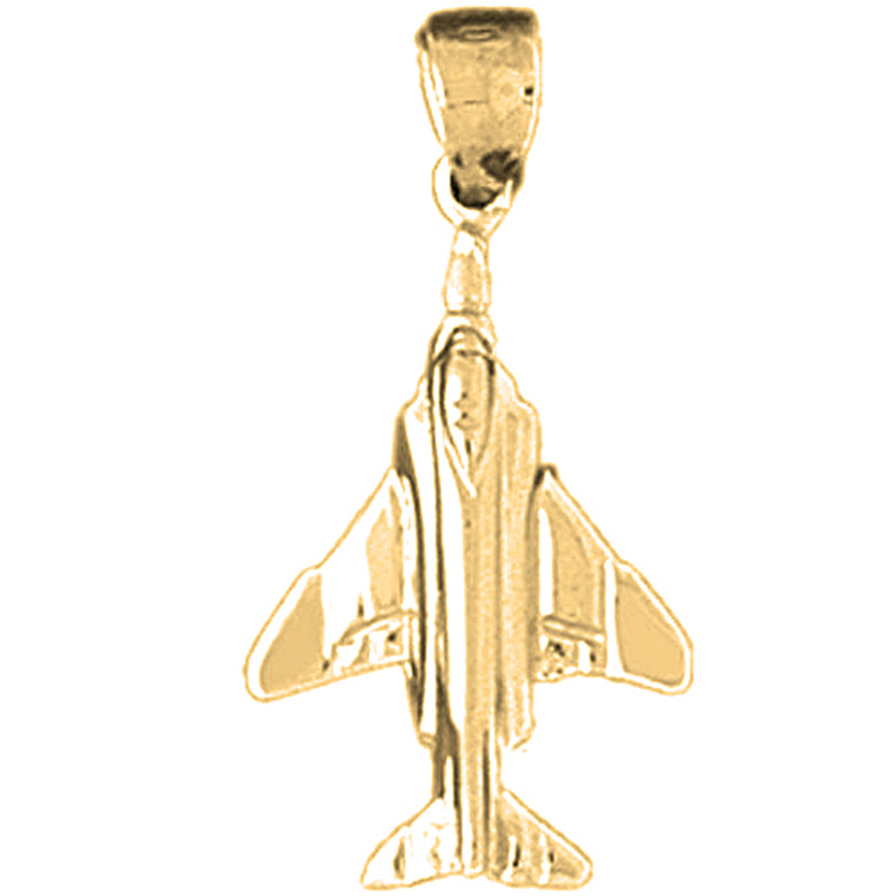 Yellow Gold-plated Silver Airplane Pendant
