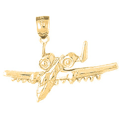 Yellow Gold-plated Silver Airplane Pendant