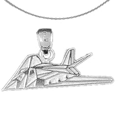 Sterling Silver Airplane Pendant (Rhodium or Yellow Gold-plated)