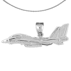 Sterling Silver Airplane Pendant (Rhodium or Yellow Gold-plated)