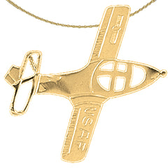 Sterling Silver Airplane Pendant (Rhodium or Yellow Gold-plated)