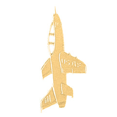 Yellow Gold-plated Silver Airplane Pendant