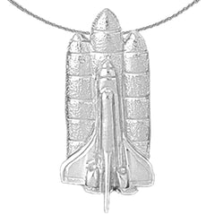 Sterling Silver Space Shuttle Pendant (Rhodium or Yellow Gold-plated)