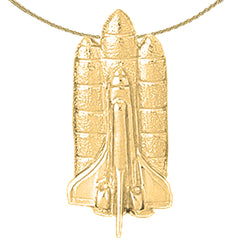 Sterling Silver Space Shuttle Pendant (Rhodium or Yellow Gold-plated)
