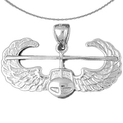 Sterling Silver United States Air Force Pendant (Rhodium or Yellow Gold-plated)