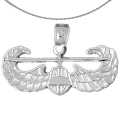 Sterling Silver United States Air Force Pendant (Rhodium or Yellow Gold-plated)