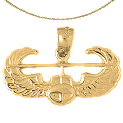 Sterling Silver United States Air Force Pendant (Rhodium or Yellow Gold-plated)