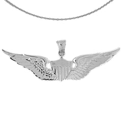 Colgante de plata de ley de las Fuerzas Aéreas de EE. UU. (bañado en rodio o oro amarillo)