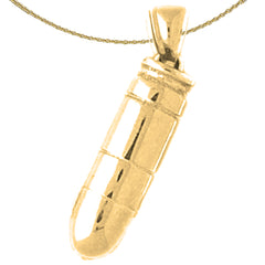 Sterling Silver 3D Bullet Pendant (Rhodium or Yellow Gold-plated)