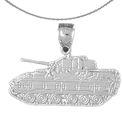 Sterling Silver Tank Pendant (Rhodium or Yellow Gold-plated)