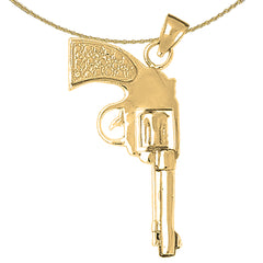 Sterling Silver 3D Revolver Gun Pendant (Rhodium or Yellow Gold-plated)