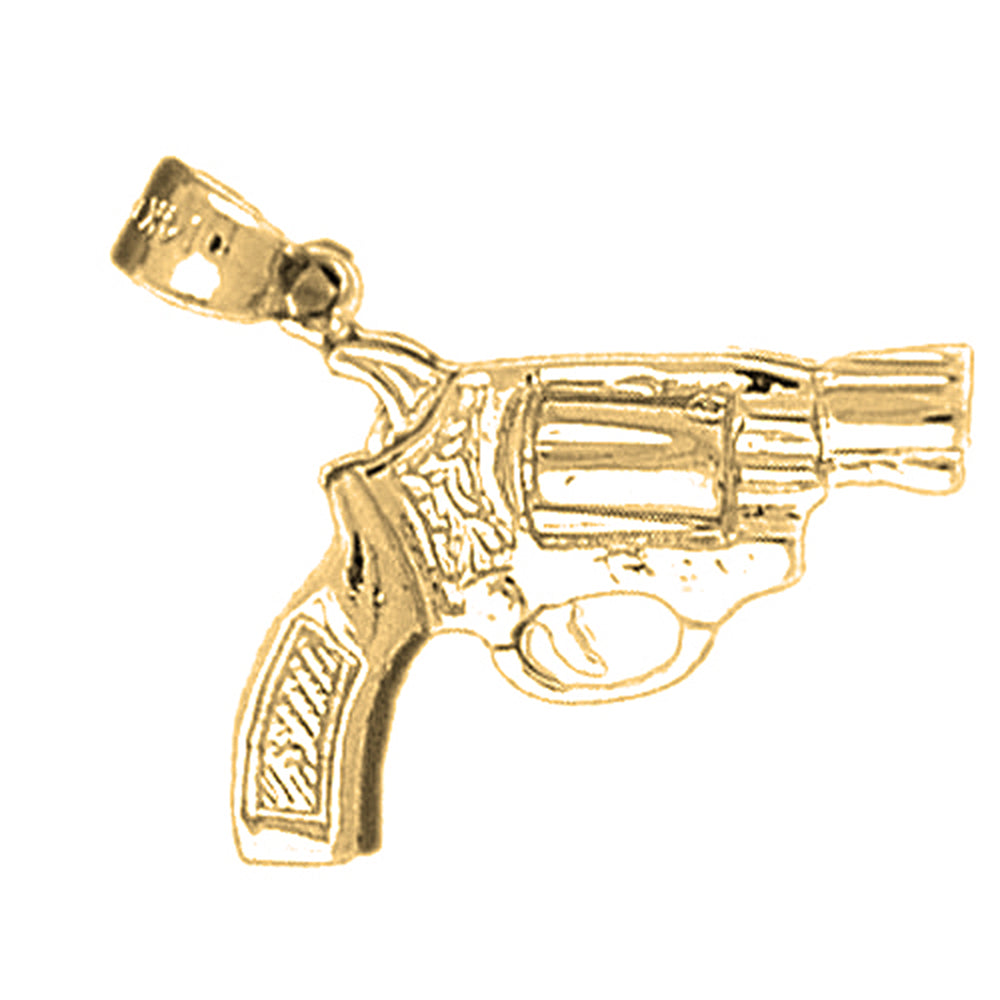 Yellow Gold-plated Silver Revolver Gun Pendant