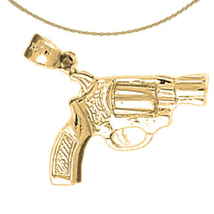 Sterling Silver Revolver Gun Pendant (Rhodium or Yellow Gold-plated)