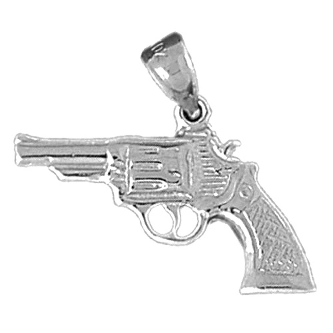 Sterling Silver Revolver Gun Pendant