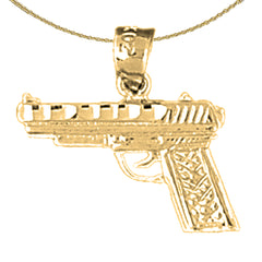 Sterling Silver Handgun Pendant (Rhodium or Yellow Gold-plated)
